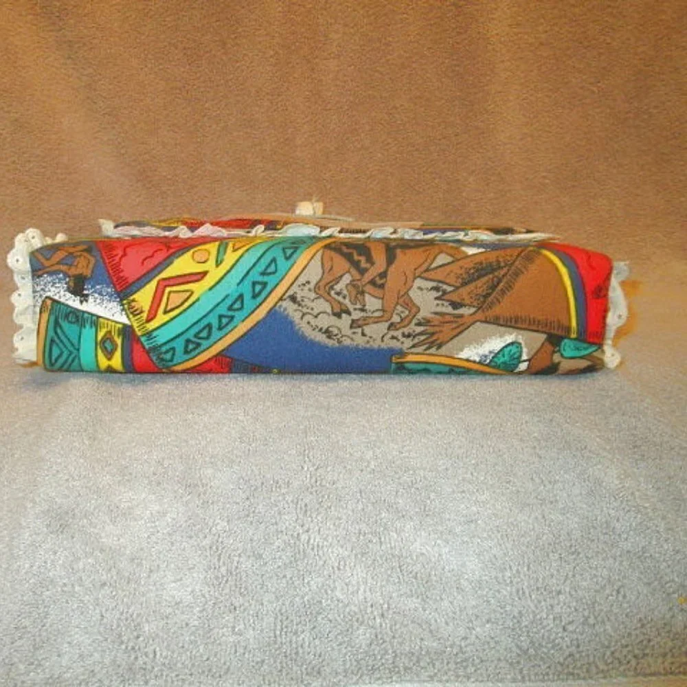 Vtg Native American Notebook Binder Padded Fabric Leather Conchos Southwestern